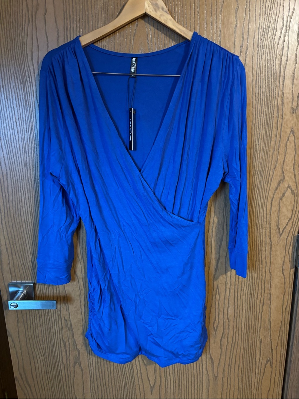 Royal Blue Wrap-Style V Neck Tunic